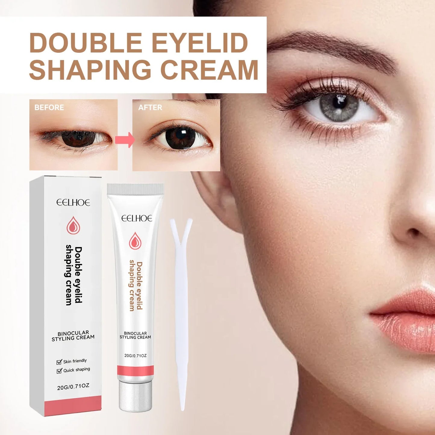 Double Eyelids Shaping Cream Natural Invisible Scarless Swollen Eyelids Enlargement Double Eyes Beautiful Eye Styling Cream Tool