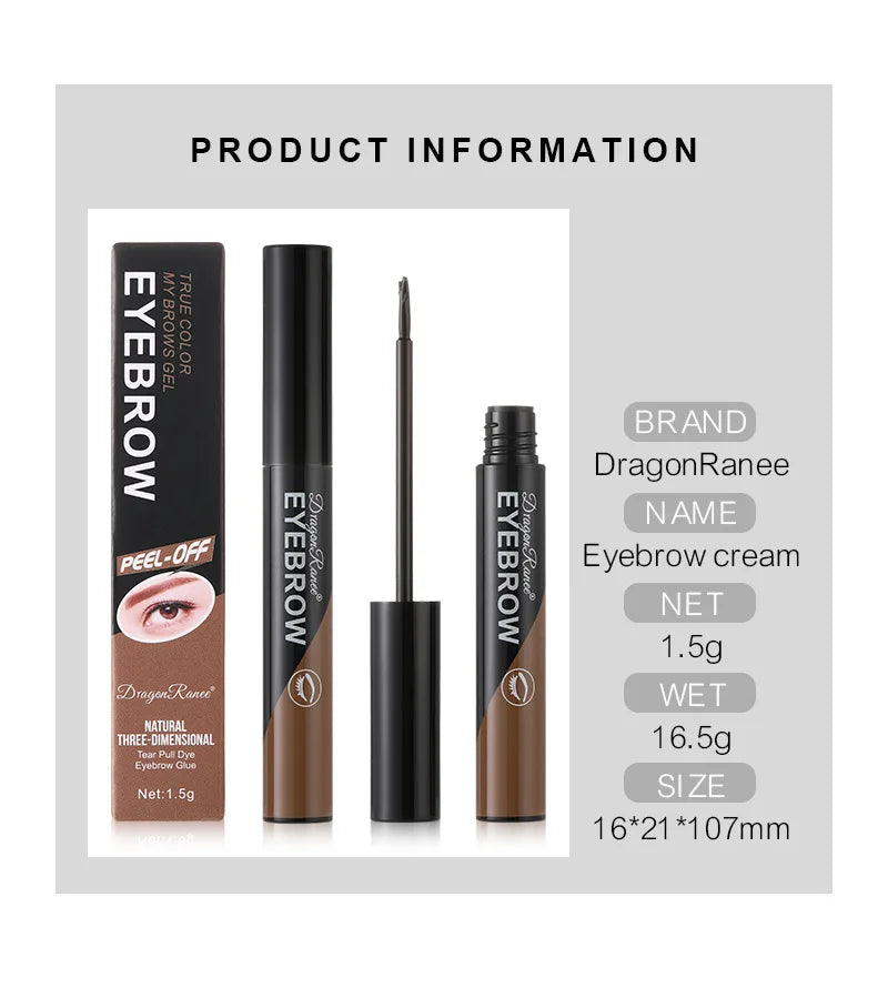 Peel-off Eyebrow Gel Natural Brow Tattoo Black Brown Tint Makeup Waterproof Lasting Eye Brow Enhancers Liquid Gel Tear Wear Easy