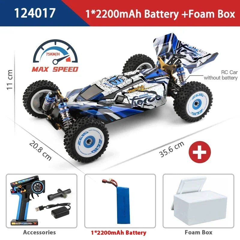 LuxeOrbit 124017 75KM/H 4WD RC Car Professional Monster Truck High Speed Drift Racing Remote Control Cars Children's Toys for Boys