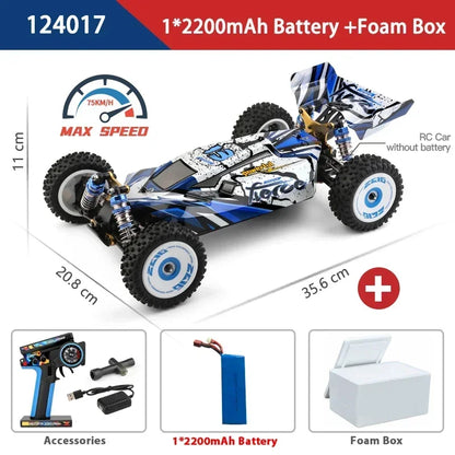 LuxeOrbit 124017 75KM/H 4WD RC Car Professional Monster Truck High Speed Drift Racing Remote Control Cars Children's Toys for Boys