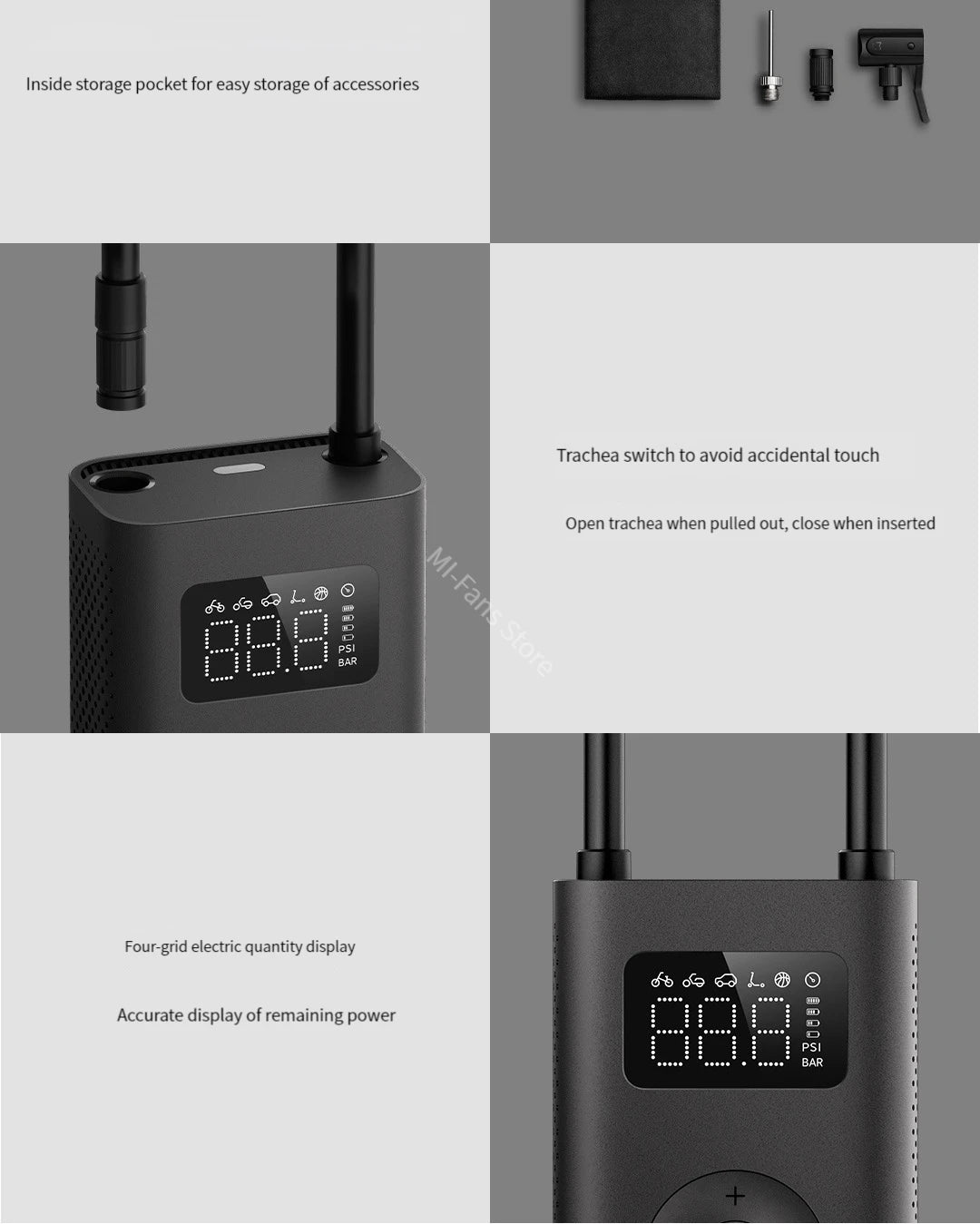 LuxeOrbit Xiaomi Mijia Air Pump 1S / Pump 2 Portable Digital Tire Pressure Detection Electric Inflator For Bike Motorcycle Car Football