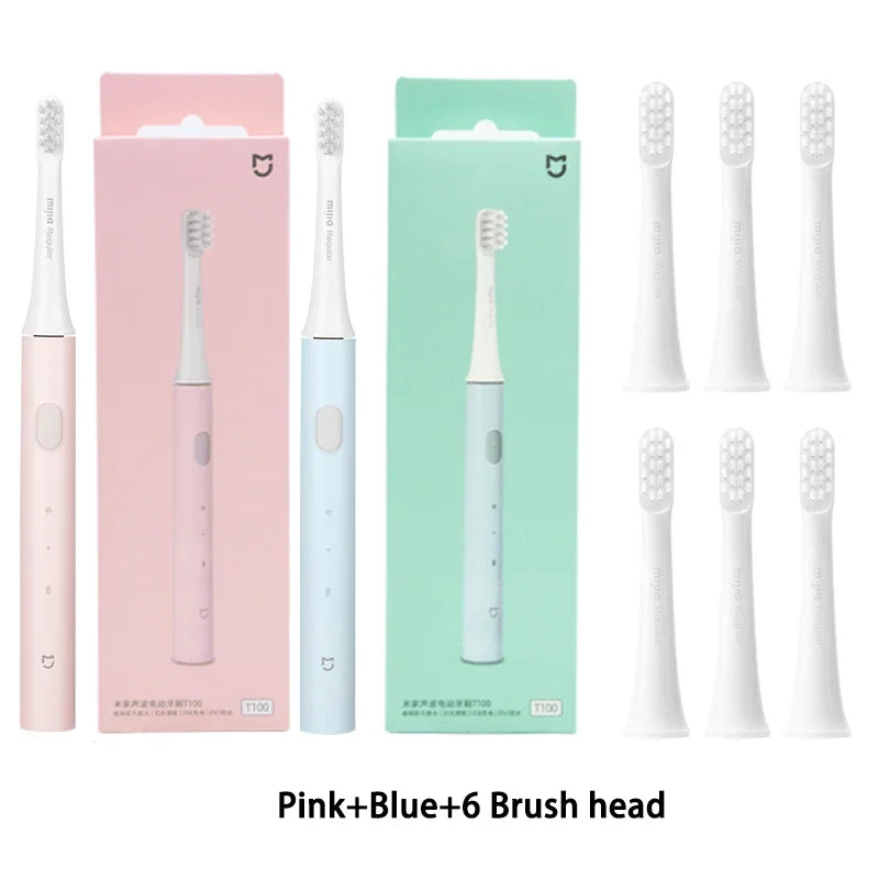 LuxeOrbit Xiaomi Mijia T100 Sonic Electric Toothbrush Mi Smart Tooth Brush Colorful USB Rechargeable IPX7 Waterproof For Toothbrushes head