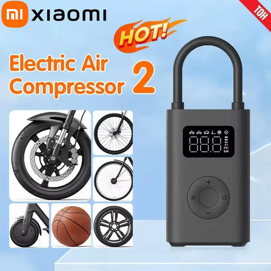 LuxeOrbit Xiaomi Mijia Air Pump 2 Portable Electric Air Compressor Led Type-C Inflator Multitool  for Bike Automotive Car Football Home