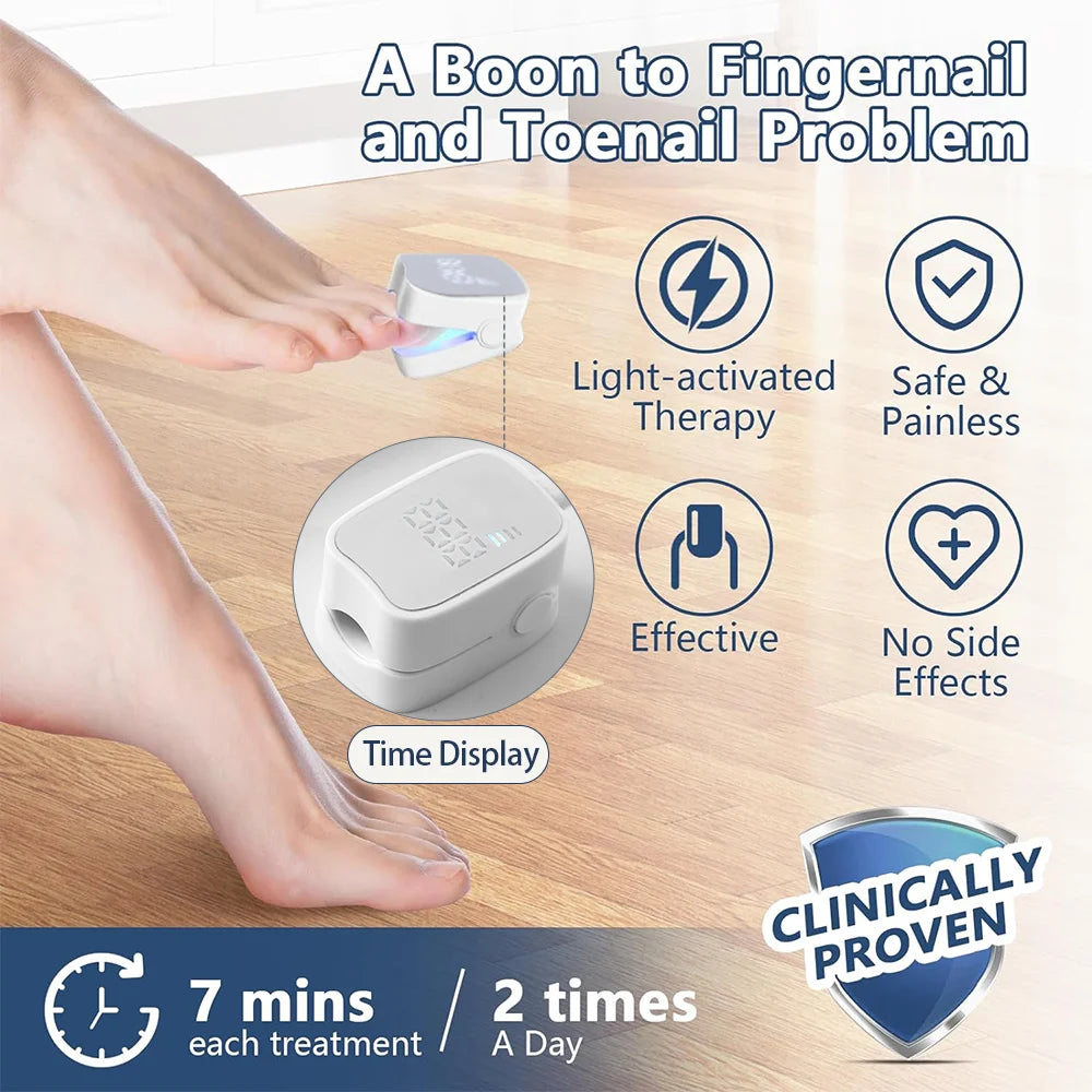 LuxeOrbit Rechargeable Fungus Grey Nail Treatment Device Portable Onychomycosis Treatment Laser Therapy Relieve Ingrown Foot Care