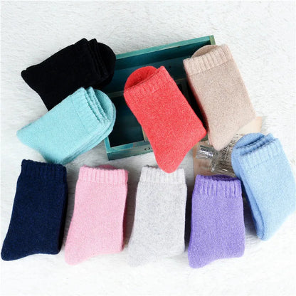 LuxeOrbit 1 Pairs Wool Socks Women's Female Winter Warm Women Socks Super Thicker Solid Sheep Wool Against Cold Snow Thermal Socks Soft