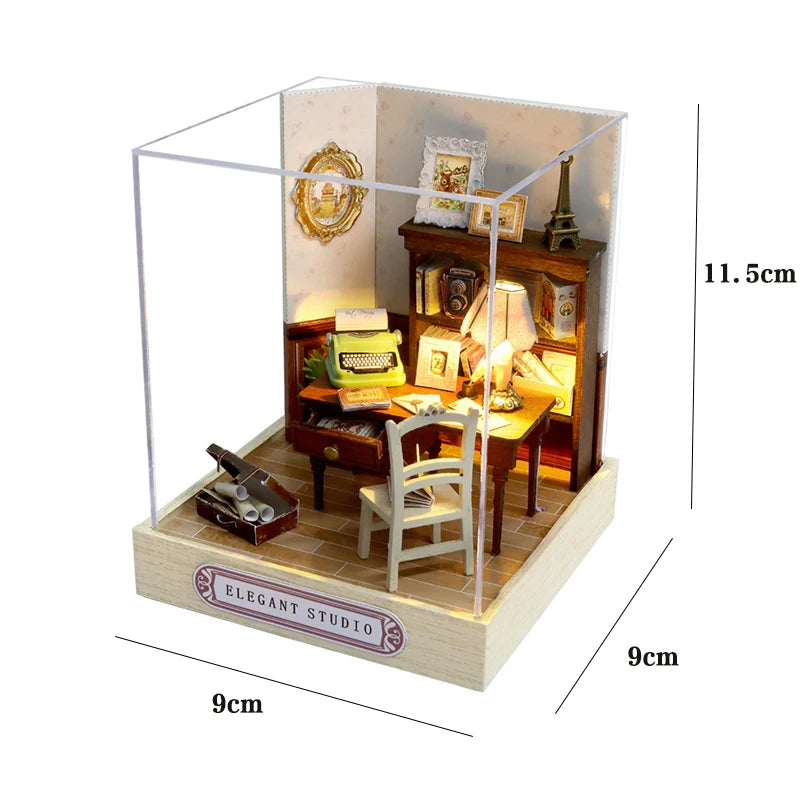 LuxeOrbit DIY 3D Puzzles Wooden Toy Miniature Dollhouse Handmade Doll House Model Building Kits Coffee House Toys For Children Gifts