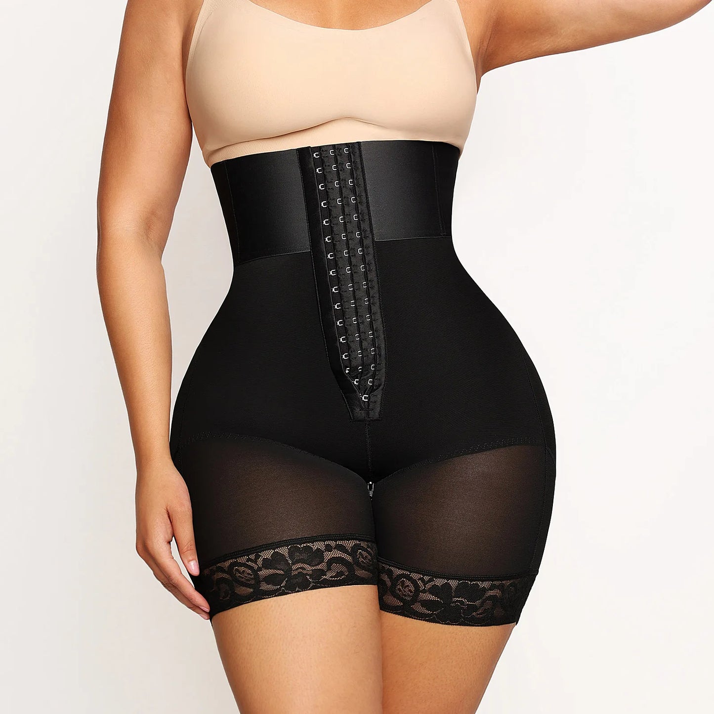 LuxeOrbit Bandage High Waisted Body Shaper Shorts Shapewear for Women Tummy Control Thigh Slimming Slip Shorts Butt Lifting Shapewear