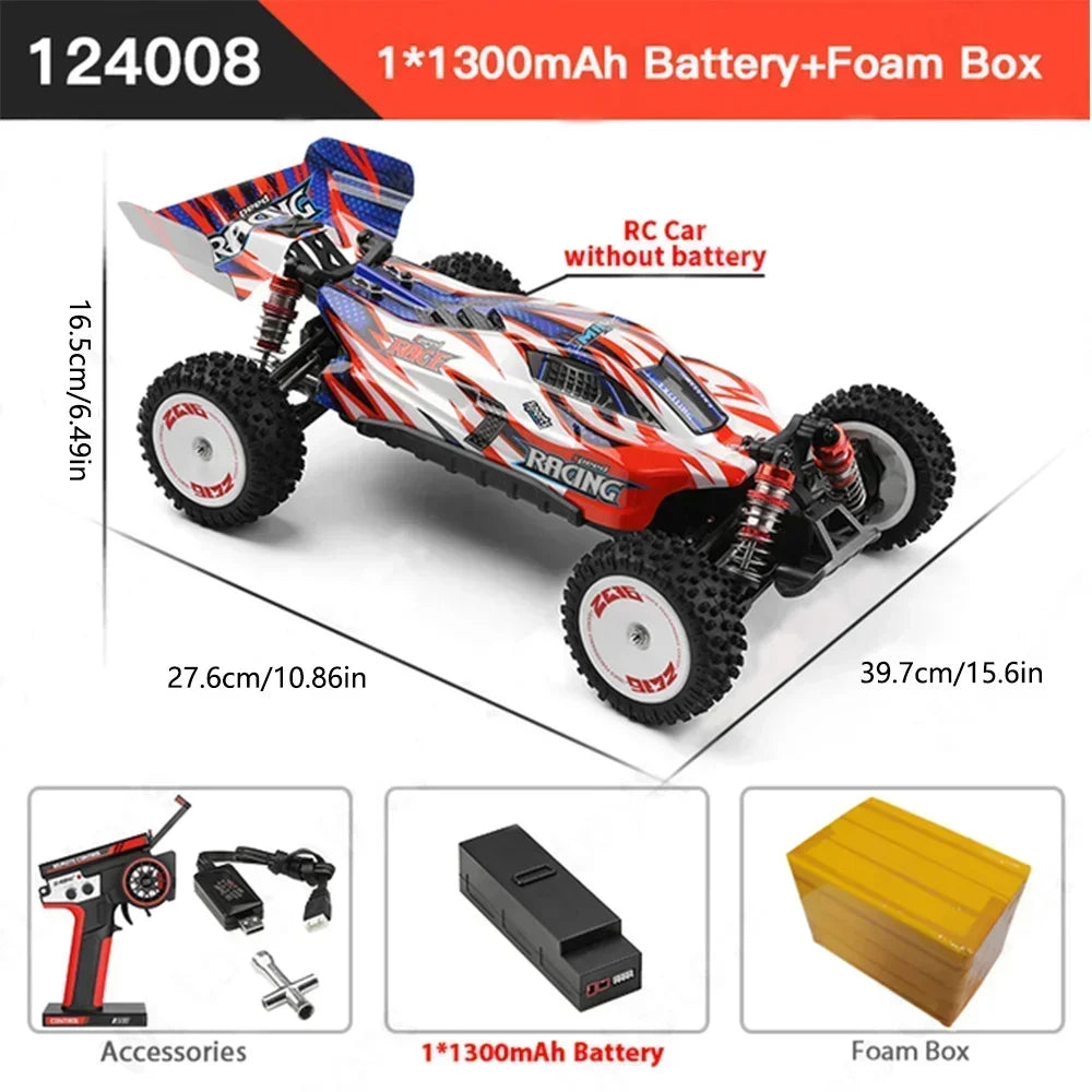 LuxeOrbit 124008 60KM/H 4WD RC Car 3S Professional Racing Car Brushless Electric High Speed Off-Road Drift Remote Control Toys Gift