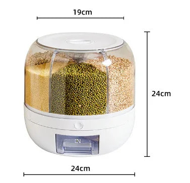 LuxeOrbit 1PC Rice and Grain Storage Box 360° Rotating Dispenser Moisture Resistant Sealed Container For Grain Pet Food Kitchen Products