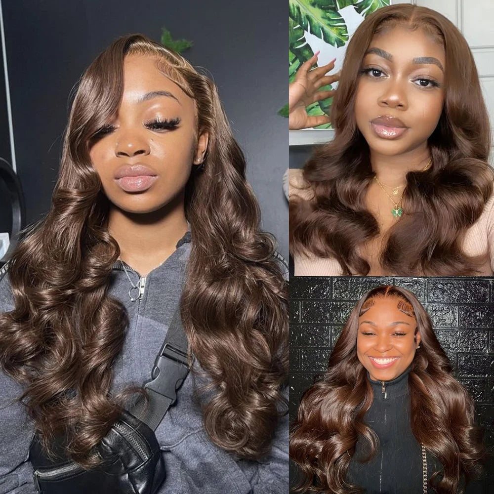 LuxeOrbit 13x4 Light Brown Body Wave Transparent Lace Front Wig 180% 4x4 Lace Closure Wig Colored Human Hair Wigs For Women 30 32 Inch