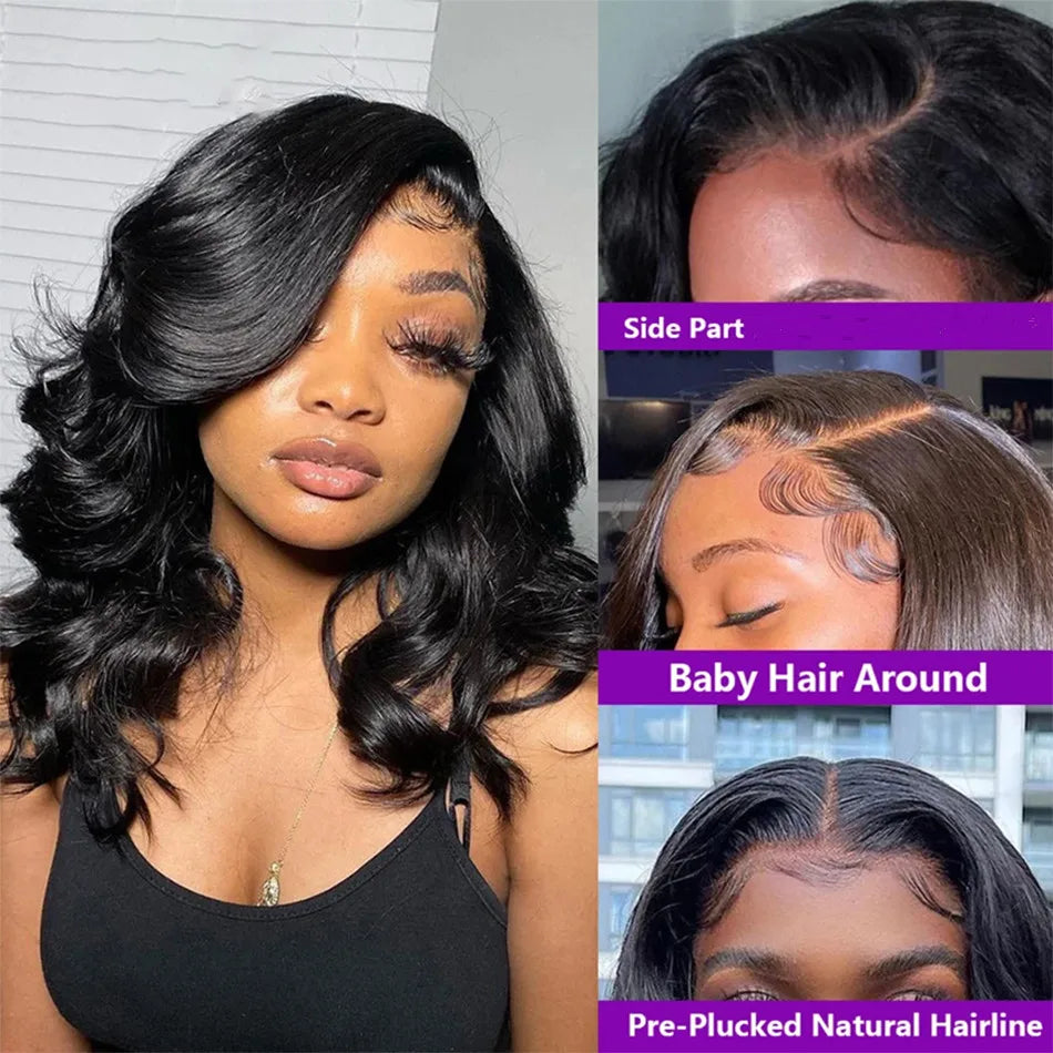 Brazilian Body Wave Short Bob Wig 13x4 Lace Front Human Hair Wigs for Women Pre Plucked 4x4 Closure Wig Transparent Virgin Remy