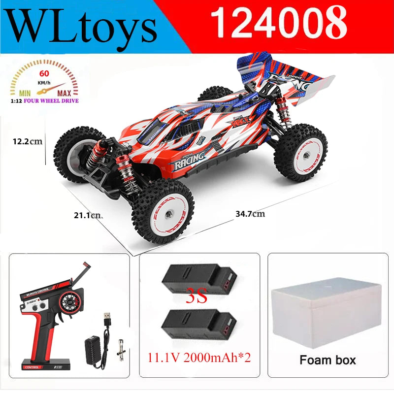 LuxeOrbit 124008 V8 1/12 2.4G Racing RC Cars 4WD Brushless Motor 60Km/H High Speed Remote Control Car Off-road Drift Toys