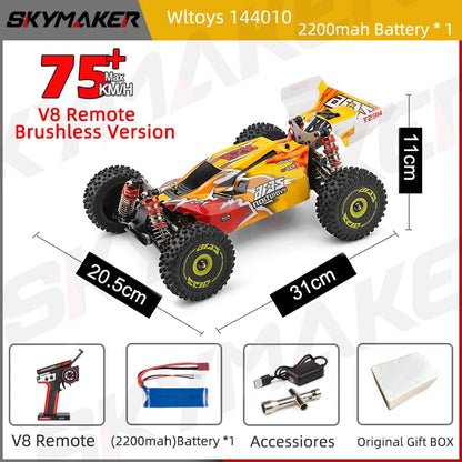 LuxeOrbit 144010 V8 RC Car Brushless 1:14 75Km/H High Speed Metal 4WD Drive Off-Road 2.4G Transmitter 1/14 RC Racing Car  VS 144010