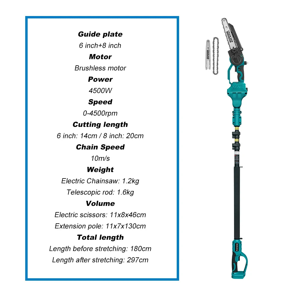 LuxeOrbit  5.0Ah 6 Inch 8 Inch Mini Brushless Electric Saw Rechargeable Chain Saw Wood Cutter Pruning Garden Power Tools