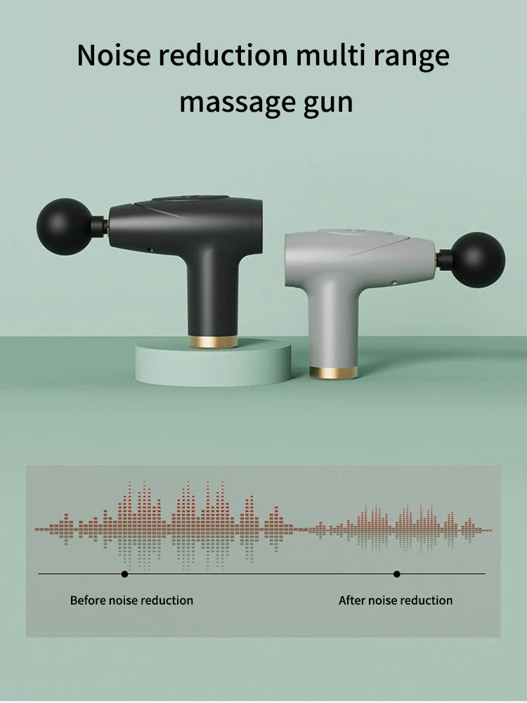 LuxeOrbit Black 4-Head Mini Fascia Gun Multi-Stage Massage Gun Muscle Relaxation Massage Equipment Portable Vibration Massager