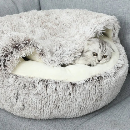 LuxeOrbit Winter Warm Shell Semi-Closed Cat Nest Pet Cat Bed Semi-Surrounded Kennel Dog Bed Closed Cat Nest