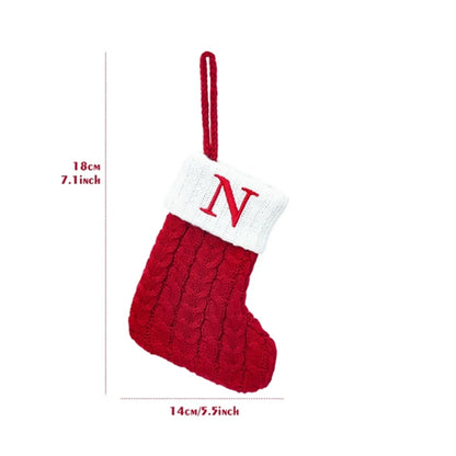 LuxeOrbit Xmas 2024 Decor Christmas Socks Knitting Snowflake Letter Stocking Christmas Tree Decoration Home 2025 New Year Ornament Gift