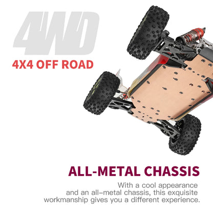 LuxeOrbit WLtoys XKS 144010 Remote Control Car Off-Road Car High Speed 75km/h 1/14 2.4GHz Racing Car 4WD RTR with Metal Chassis