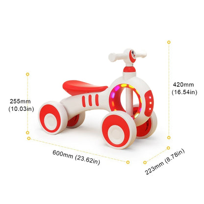 LuxeOrbit 4 Wheel Kids Balance Bike Funny Toddler Training Bicycle Safe No Pedal Bike Wheel No Pedal Training Bicycle Gifts for Kids