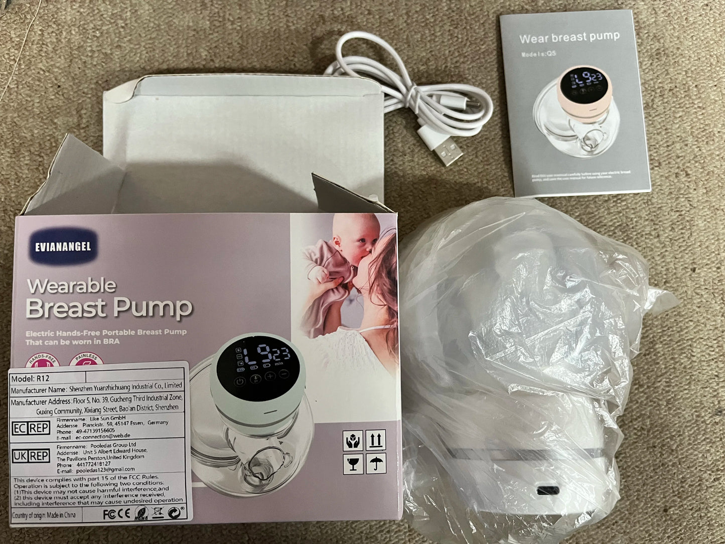 LuxeOrbit Portable Rechargeable Electric Breast Pump Integrated Silicone Breast Collector Wireless Wearable Hands Free Breast Pump