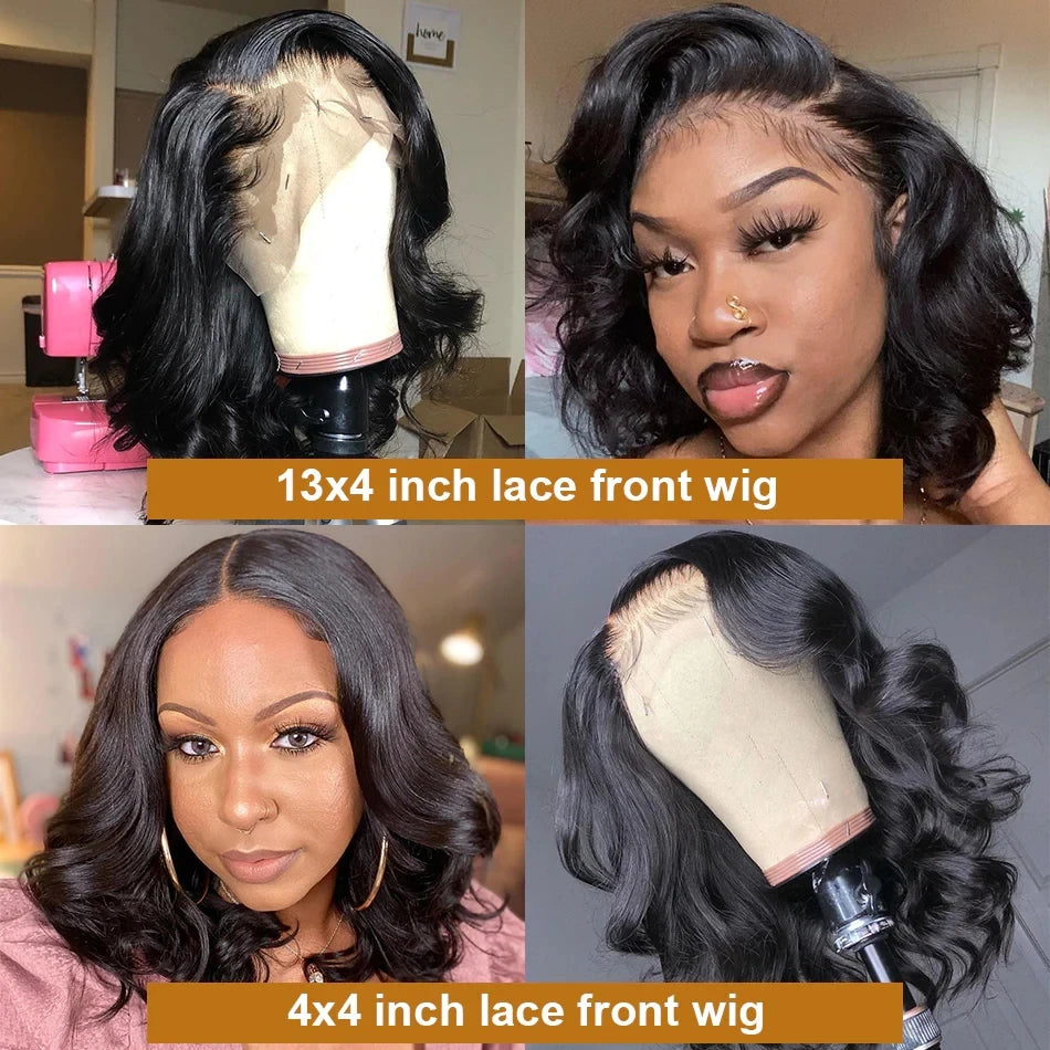 Body Wave Lace Front Wig 13x4 Transparent Lace Frontal Human Hair Wigs Short Bob Wig Brazilian Closure Wig Sale For Women Remy