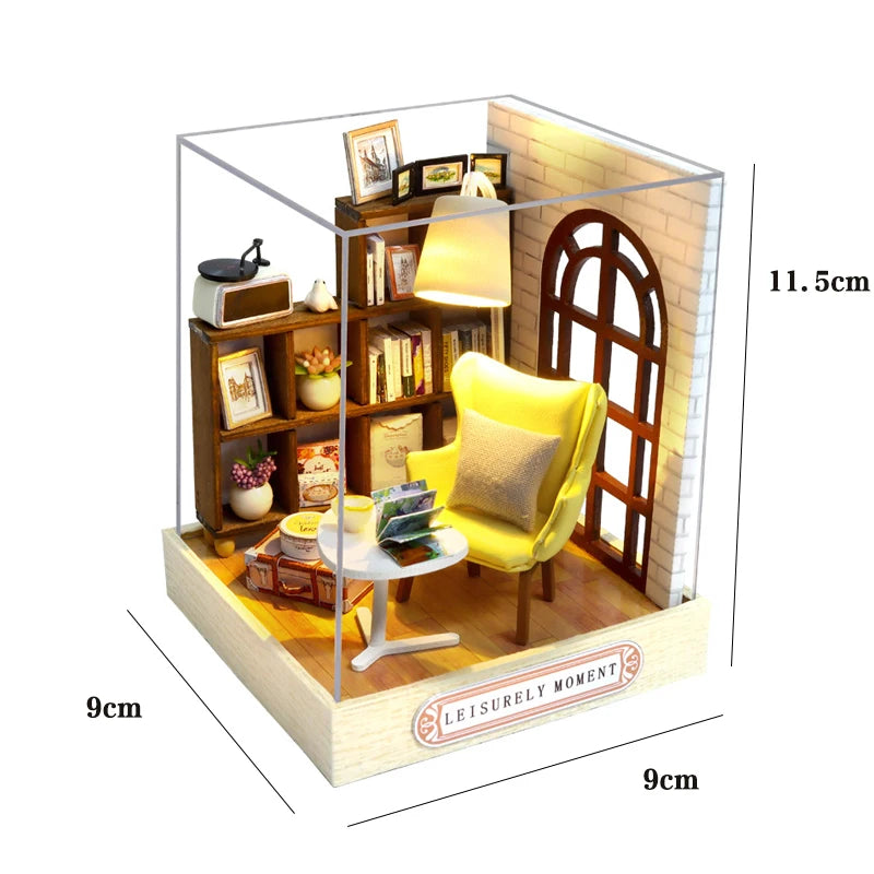 LuxeOrbit DIY 3D Puzzles Wooden Toy Miniature Dollhouse Handmade Doll House Model Building Kits Coffee House Toys For Children Gifts