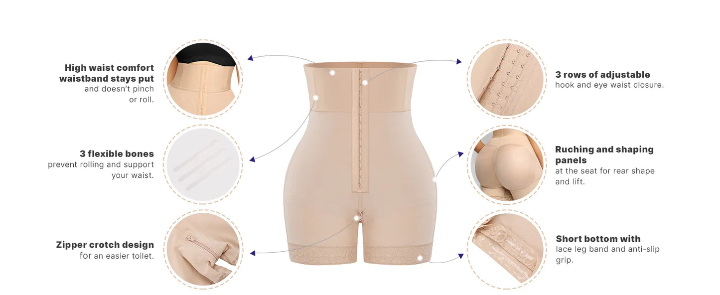 LuxeOrbit Bandage High Waisted Body Shaper Shorts Shapewear for Women Tummy Control Thigh Slimming Slip Shorts Butt Lifting Shapewear