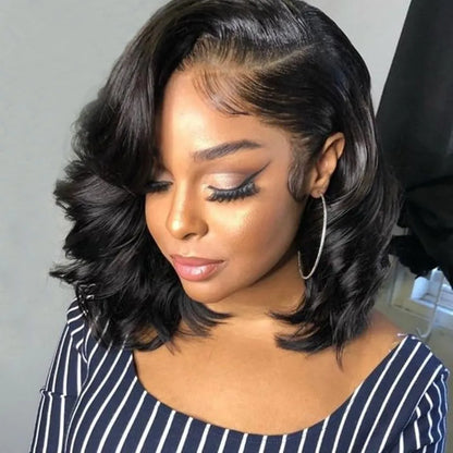 Brazilian Body Wave Short Bob Wig 13x4 Lace Front Human Hair Wigs for Women Pre Plucked 4x4 Closure Wig Transparent Virgin Remy