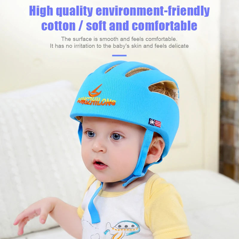 LuxeOrbit Baby Helmet Safety Cap For Babies Boys Girls Summer Breathable Cotton Mesh Hat Children Crawl Walk Playing Infant Anti Collision