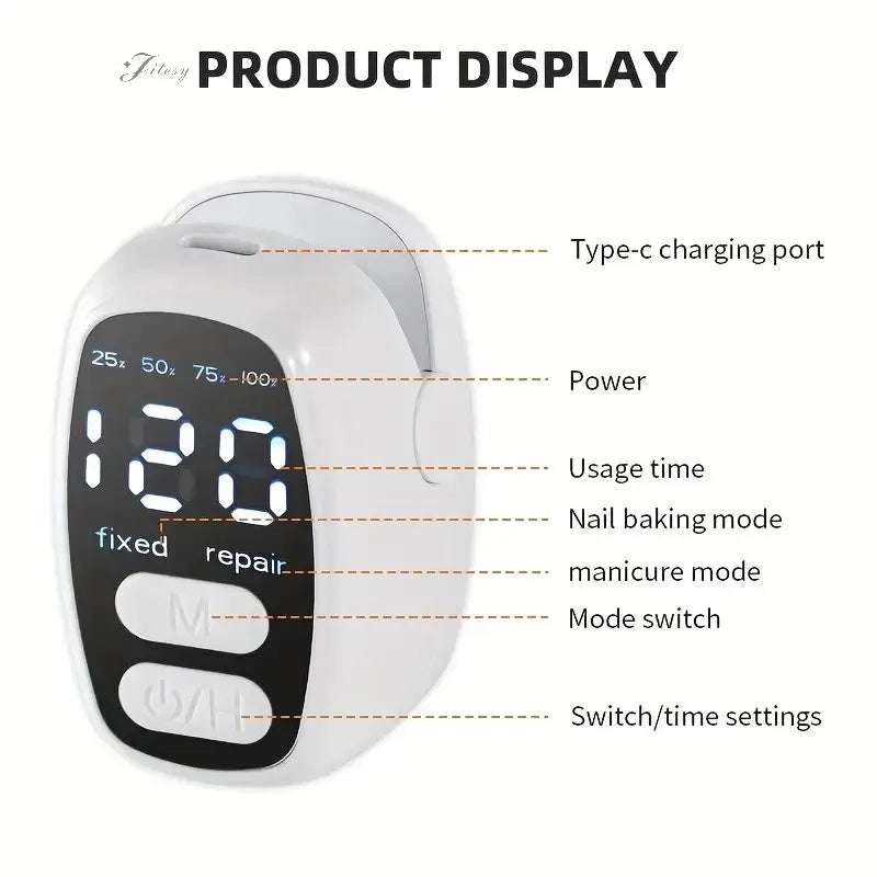 LuxeOrbit 2-in-1 Nail Fungus Laser Device and Nail Art with Time&Battery Display 470+950nm wavelength Anti Fungal Laser Device for Toenail