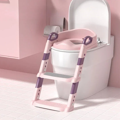 LuxeOrbit Children's Toilet Seat Stairway Baby Boys and Girls Toilet Folding Stand Step Stool Children's Step Toilet Seat Ring