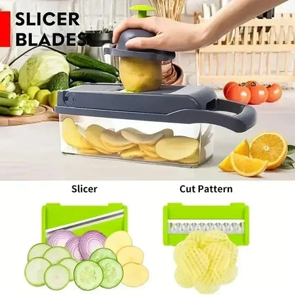 LuxeOrbit 14/16 in 1 Multifunctional Vegetable Chopper Handle Food Grate Food Chopper Vegetable Slicer Dicer Cut Kitchen Items Cocina