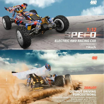 LuxeOrbit 124017 75KM/H 4WD RC Car Professional Monster Truck High Speed Drift Racing Remote Control Cars Children's Toys for Boys