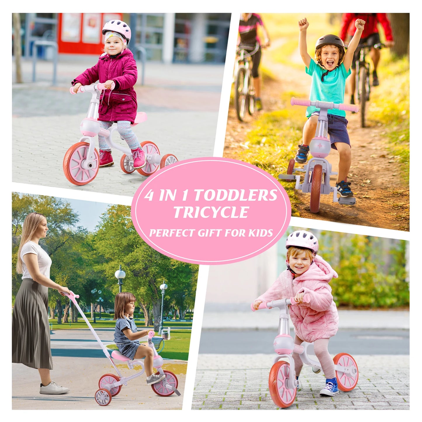 Kids Tricycles For Age 2/3/4 Years Old Girls Toddler/Baby Balance Bike Push Bike Riding Trikes Toys Birthday and Christmas Gifts