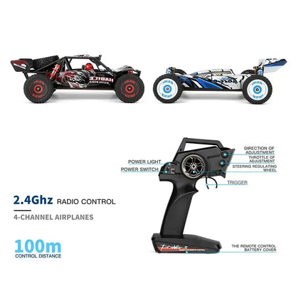 LuxeOrbit 124008 60KM/H RC Car With 3S Battery Professional Racing Car 4WD Brushless Electric Remote Control Cars Children's Toys