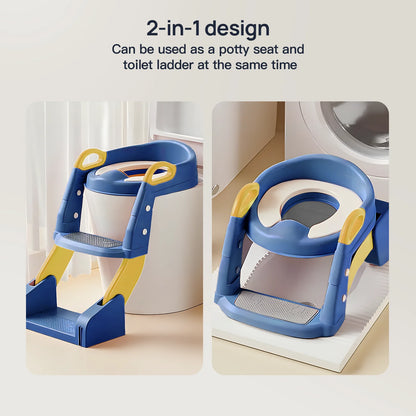 LuxeOrbit 2-in-1 Toilet Potty Training Seat with Step Stool, Adjustable Kids Potty Seat with Anti-Slip Pads and Ladder