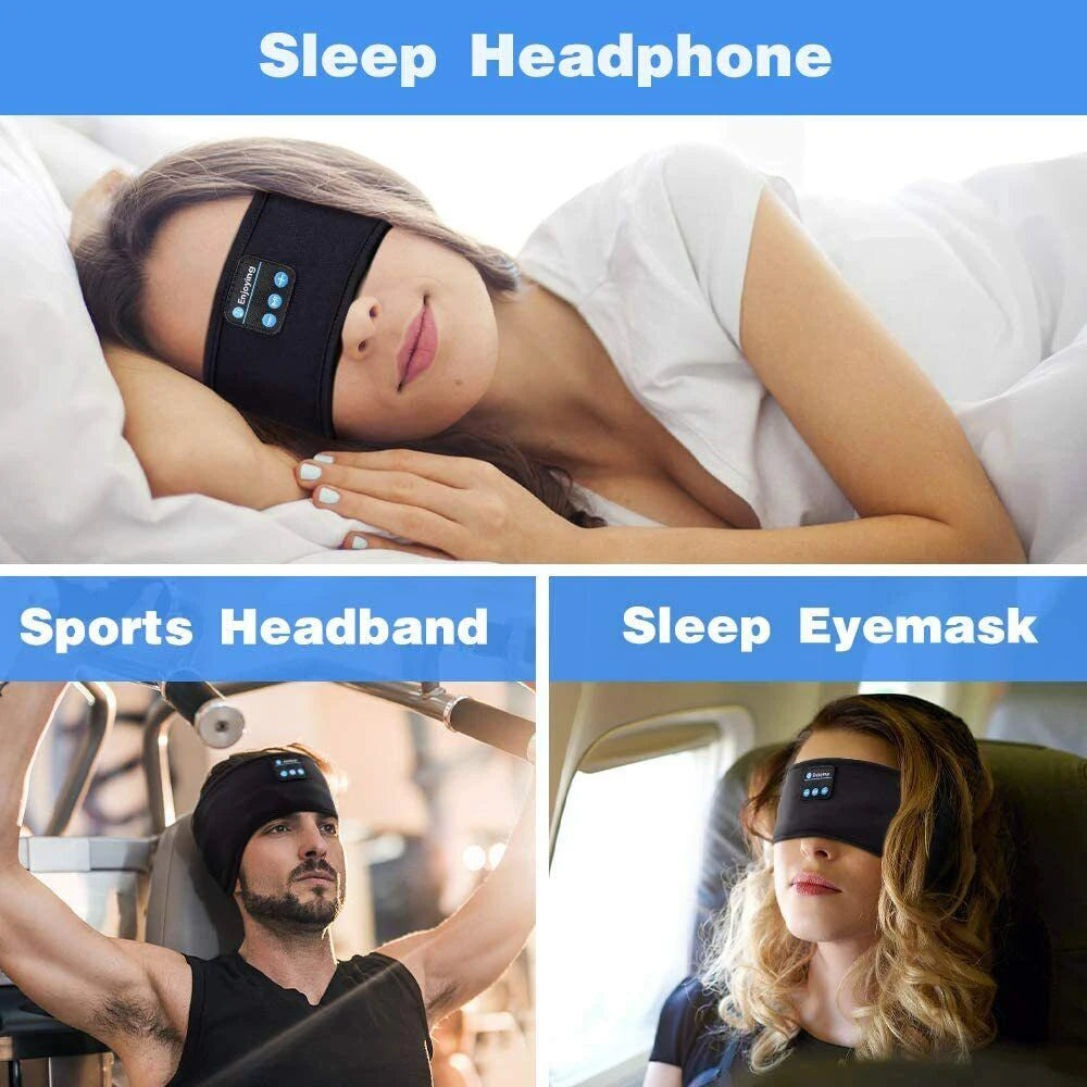 LuxeOrbit Wireless Buetooth Headset Sports Music Earphone Helmets Sleeping Headband Soft Elastic Comfortable Eye Mask Headphone