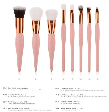 8Pcs/Set  Eye Shadow Makeup Brushes Foundation Powder Blush Cosmetics Full Professional Make Up Brush Tool