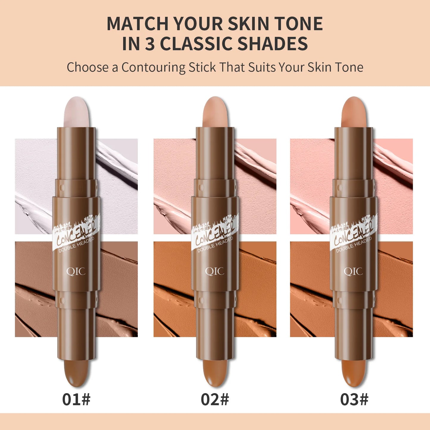 Brown Tube Dual Ended Finishing Stick Highlighting Highlighting Shadow Face Contouring Concealer Stick