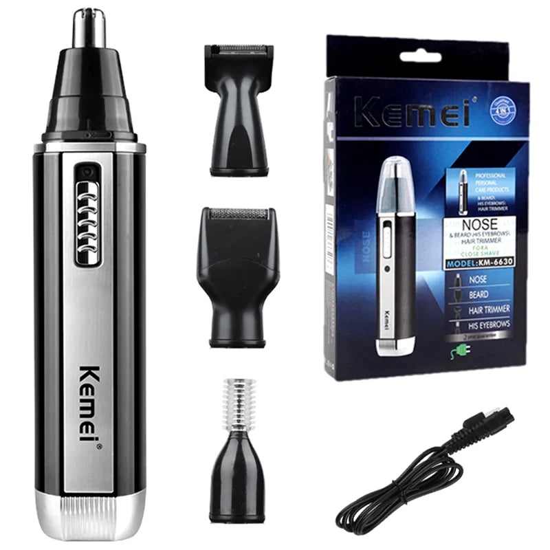 LuxeOrbit Kemei 4-in-1 Electric Nose Hair Trimmer For Men and Women Ear Neck Eyebrow Trimmer Shaver Clean Trimmer Razor Remover Kit