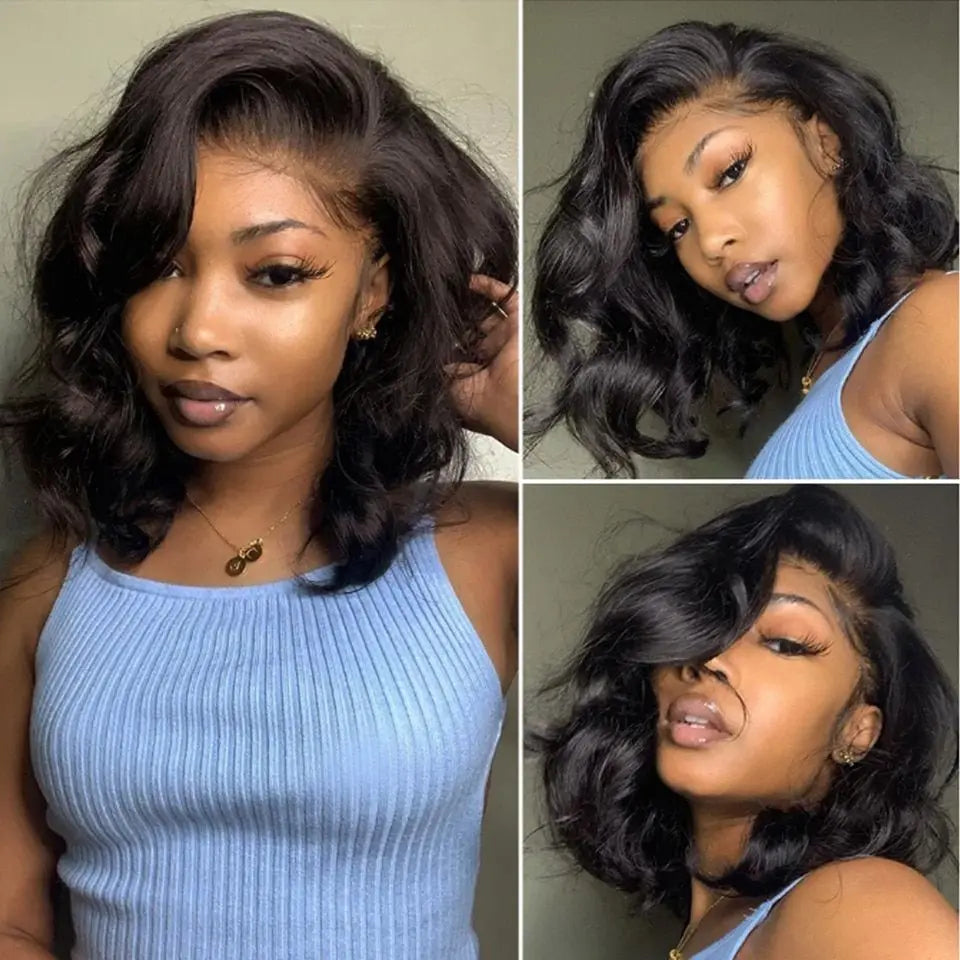 Brazilian Body Wave Short Bob Wig 13x4 Lace Front Human Hair Wigs for Women Pre Plucked 4x4 Closure Wig Transparent Virgin Remy