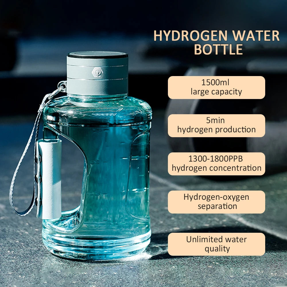 LuxeOrbit 1.5L Hydrogen Water Bottle Electric Hydrogen Rich Sports Water Bottle Generator Bottle Titanium Quality Filter Water Cup