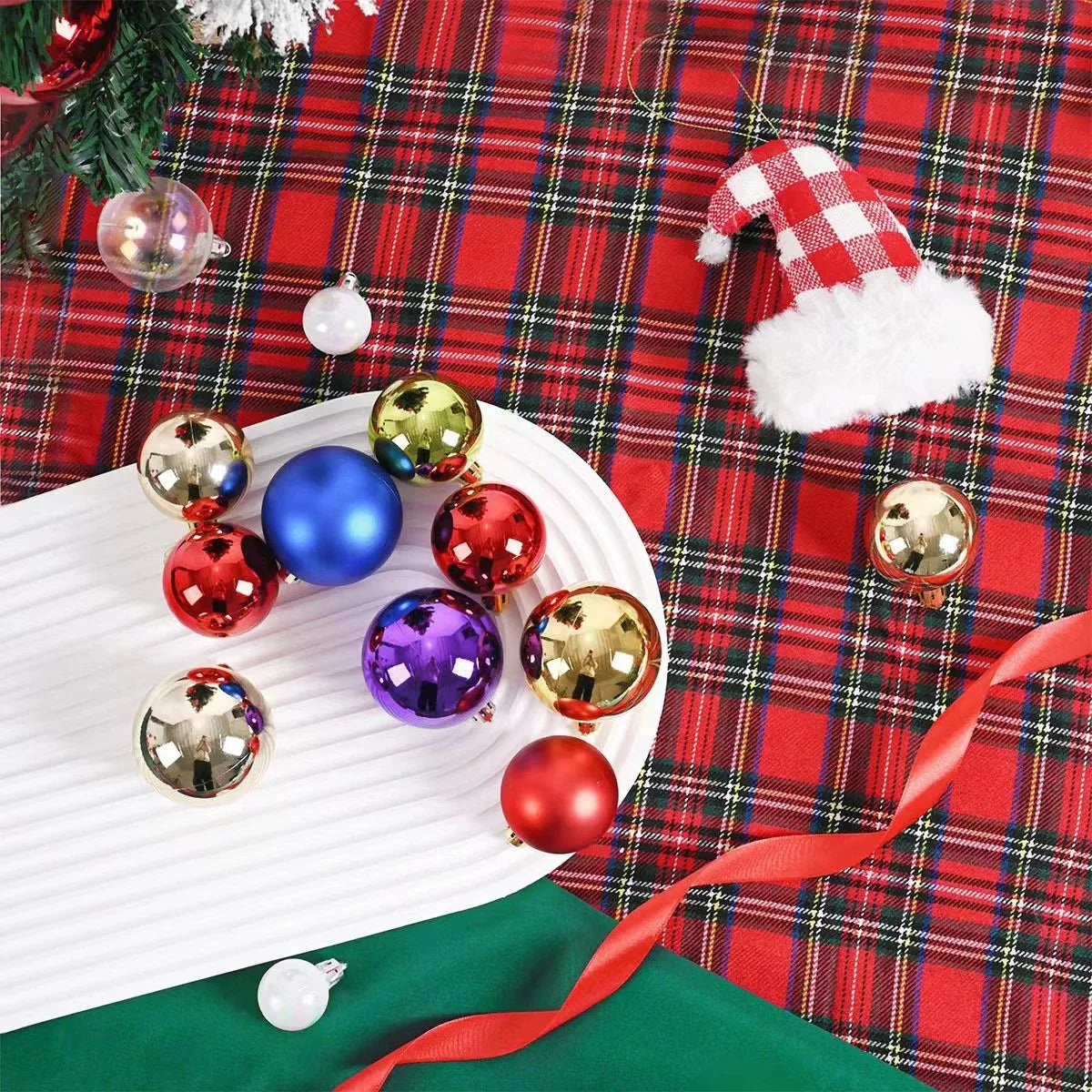 LuxeOrbit 24/pcs 8CM Christmas Ball Ornaments Set Painted Plastics Christmas Tree Pendant Decoration Christmas Decoration Accessories