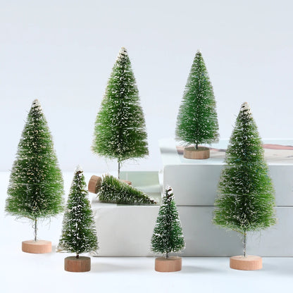 LuxeOrbit Artificial Mini Wooden Christmas Tree Blue Green White Gold Tower Pine Small Sisal Christmas Tree Tabletop Ornament Decor