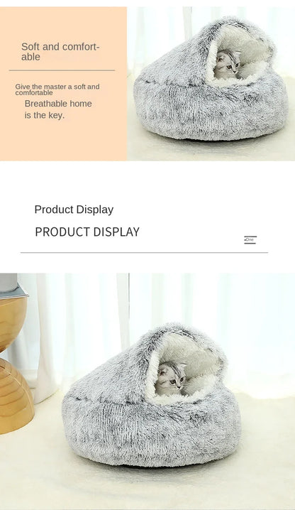 LuxeOrbit Winter Warm Shell Semi-Closed Cat Nest Pet Cat Bed Semi-Surrounded Kennel Dog Bed Closed Cat Nest