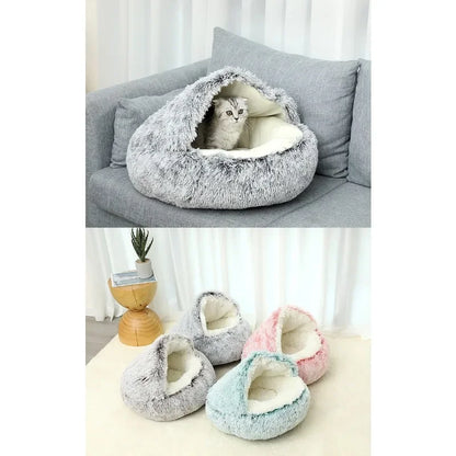 LuxeOrbit Winter Warm Shell Semi-Closed Cat Nest Pet Cat Bed Semi-Surrounded Kennel Dog Bed Closed Cat Nest