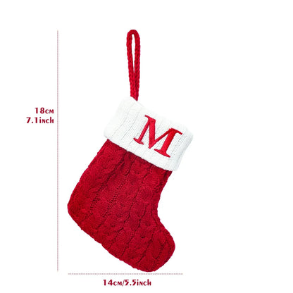 LuxeOrbit Xmas 2024 Decor Christmas Socks Knitting Snowflake Letter Stocking Christmas Tree Decoration Home 2025 New Year Ornament Gift