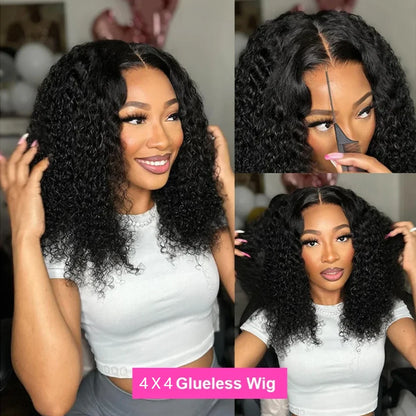 LuxeOrbit 13X4 Brazilian Kinky Curly BoB Lace Frontal Wigs For Women Glueless 180 Density Preplucked 100% Human Hair Wig Deep Curls Wig