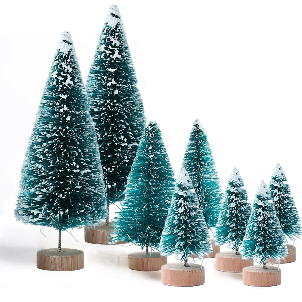 LuxeOrbit Artificial Mini Wooden Christmas Tree Blue Green White Gold Tower Pine Small Sisal Christmas Tree Tabletop Ornament Decor