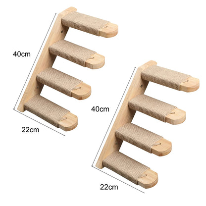 LuxeOrbit 1Pc Wall Mounted Cat Furniture Wooden Cat Shelves Perches For Wall Cat Steps Ladder Bed Activity Tree Climbing Structure Modern